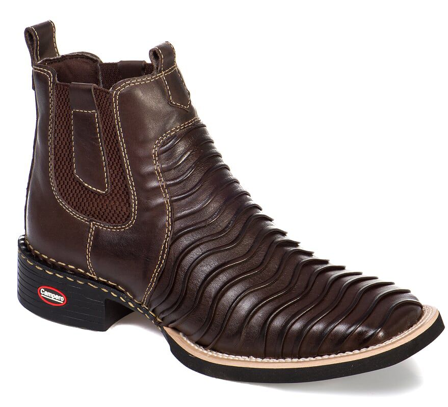 Bota Masculina Pantaneira em Couro Latego Tatu Café Ref 172