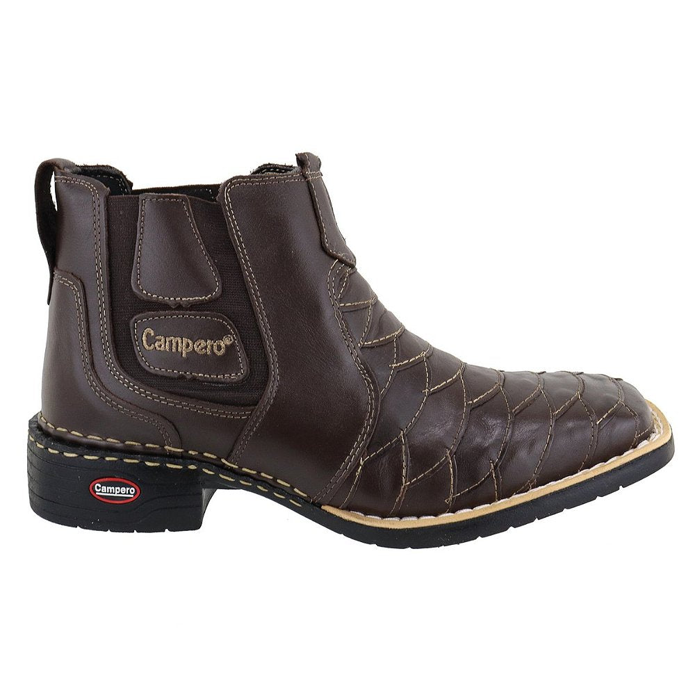 Bota Masculina em Couro Campiero Cano Curto Café Ref 186